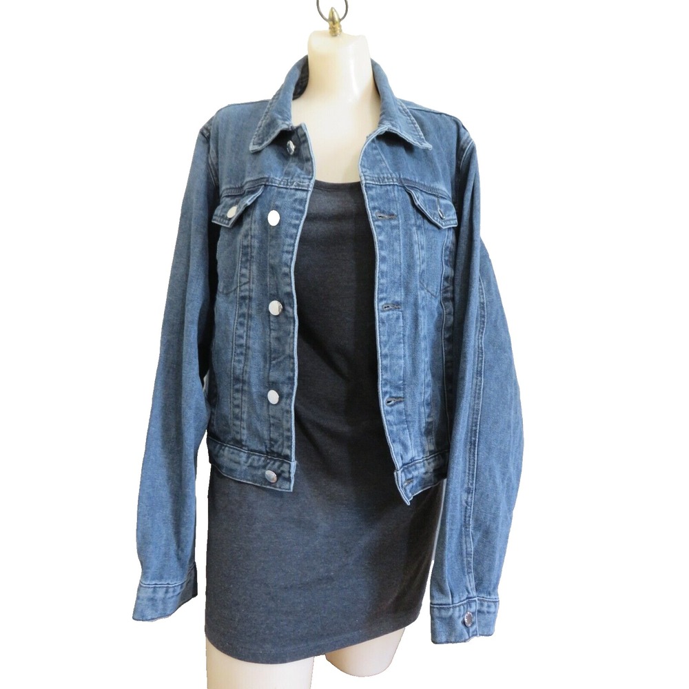 City Chic Rylee Denim Jacket Size L Blue Gray Wash Button Front New - Picture 3 of 13